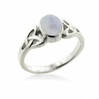 Sterling Silver Celtic Rainbow Moonstone Ring