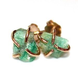 Raw Emerald Stud Earrings