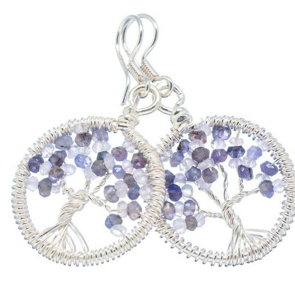 Tanzanite Tree Of Life Sterling Silver Earrings